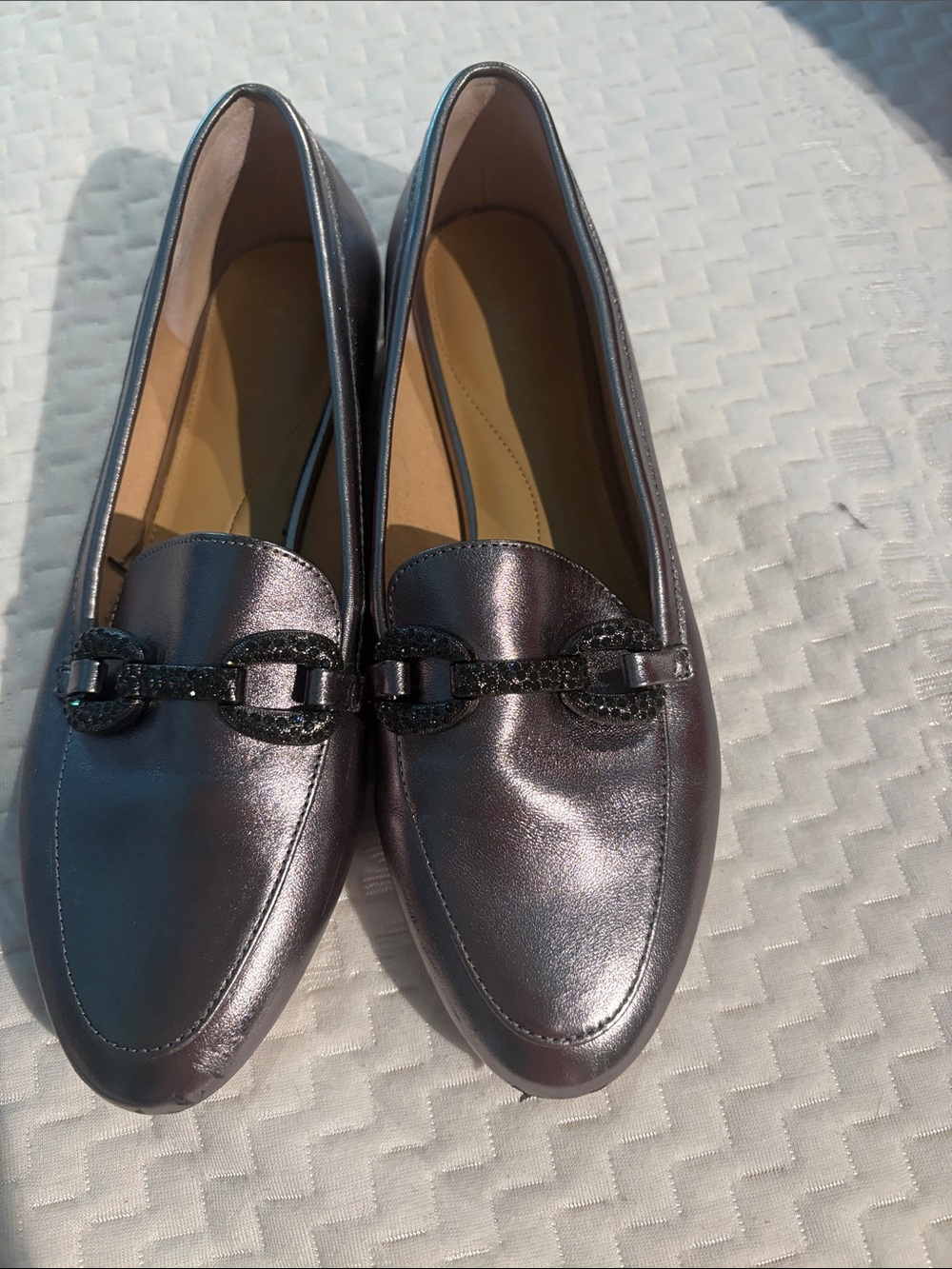 Talbots Metallic Pewter Loafers